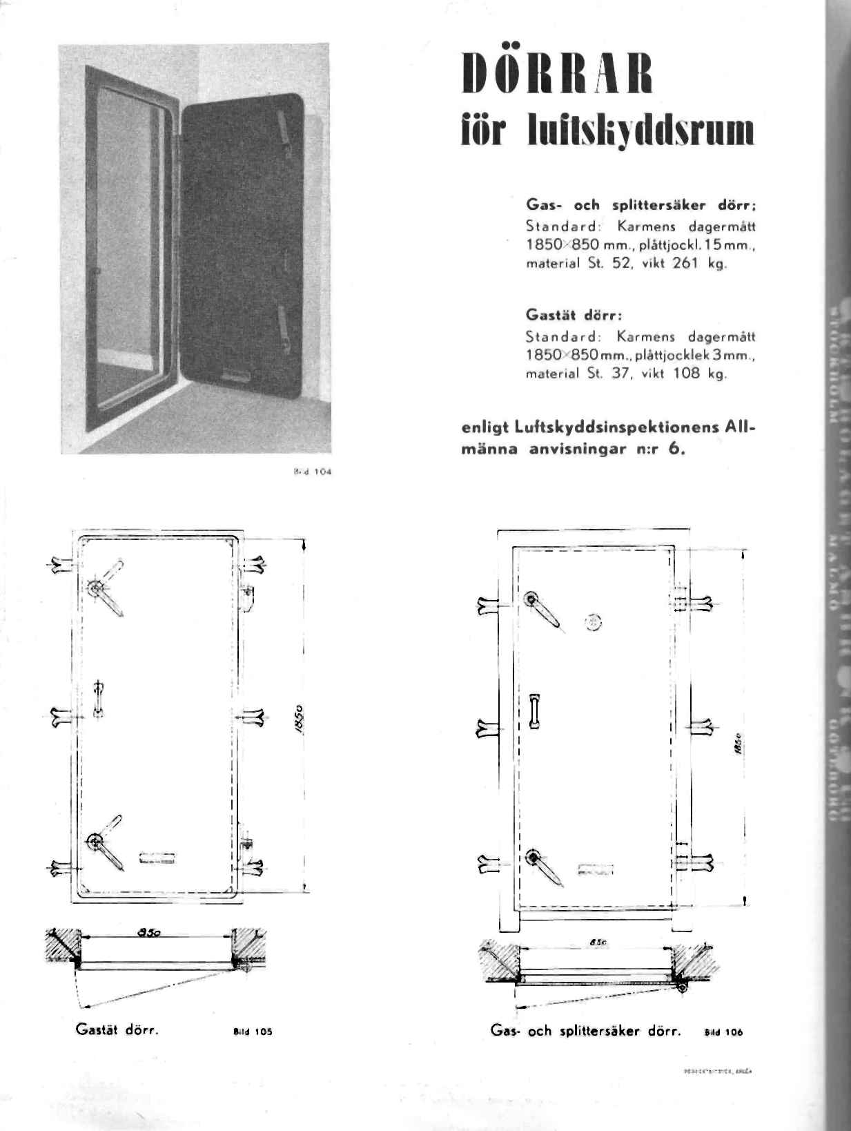 Dörrar  f6r luftskyddsrum  1940 talet 1
