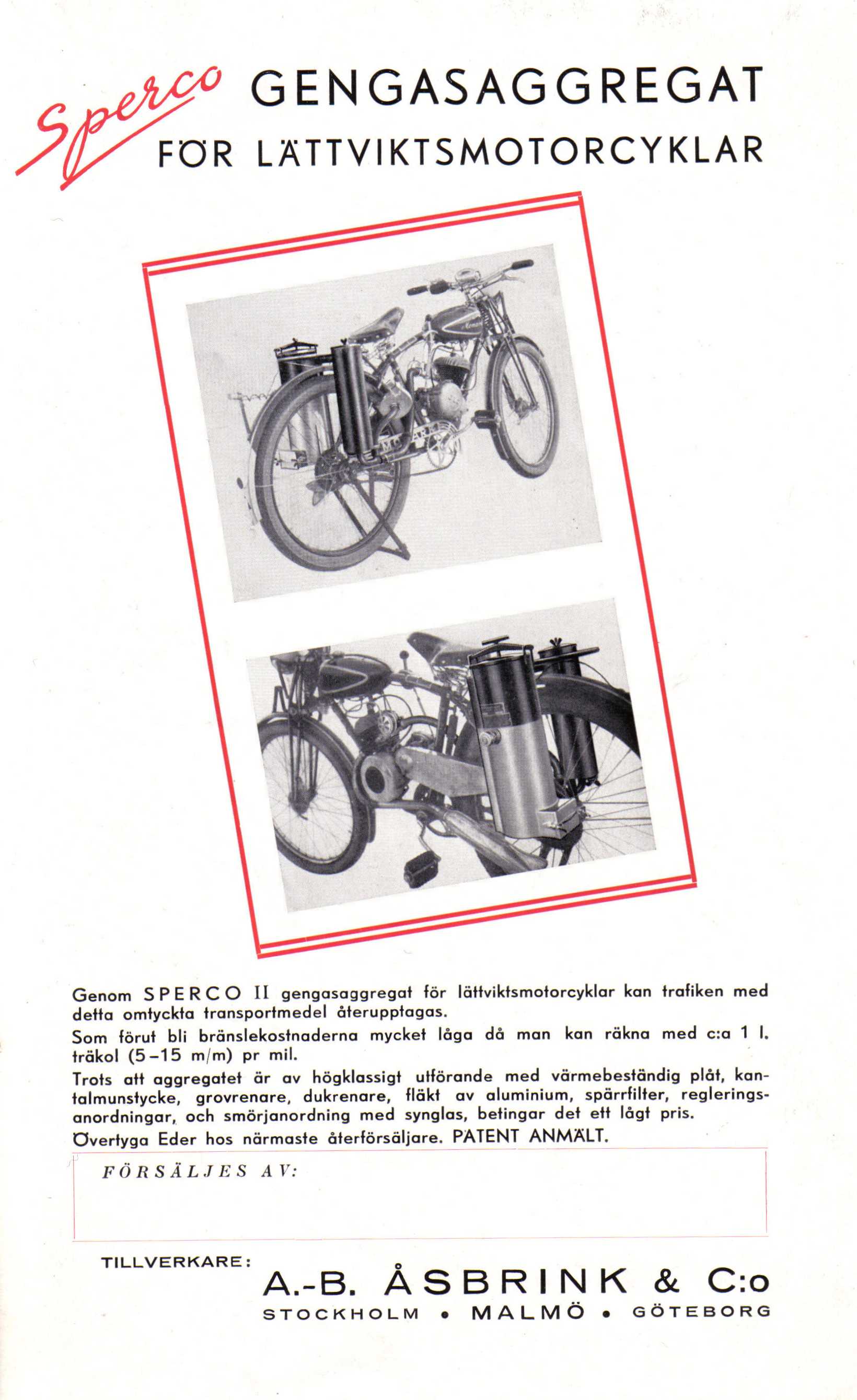 Gengasaggrat för lättviktsmotorcyklar 1940 talet 1