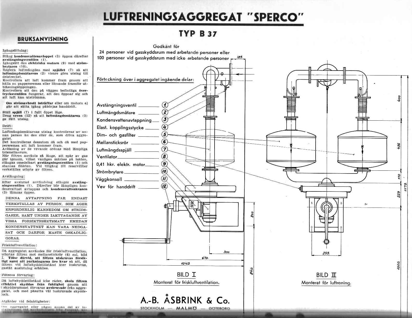 Luftreningsaggregat  Sperco  1940 talet 1